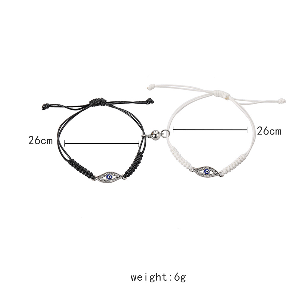 仕返し悪縁切り.復讐オルゴブレスレット 邪眼モチーフ編み込み紐ペアブレスレット シルバー|ペアブレスレット