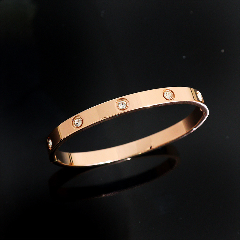 ペアブレスレット ビジュー飾りフラットバングルペアブレスレット