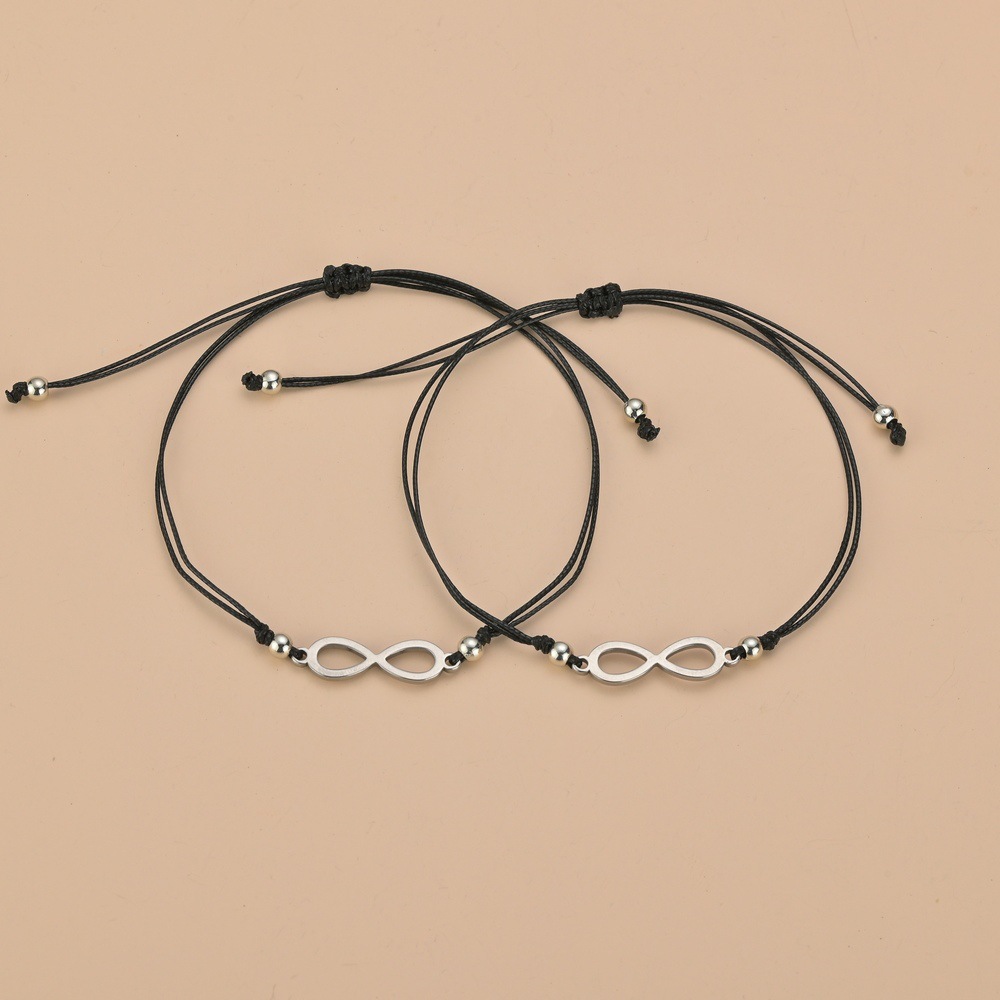 ペアブレスレット 無限の絆モチーフ調節可能コードブレスレット