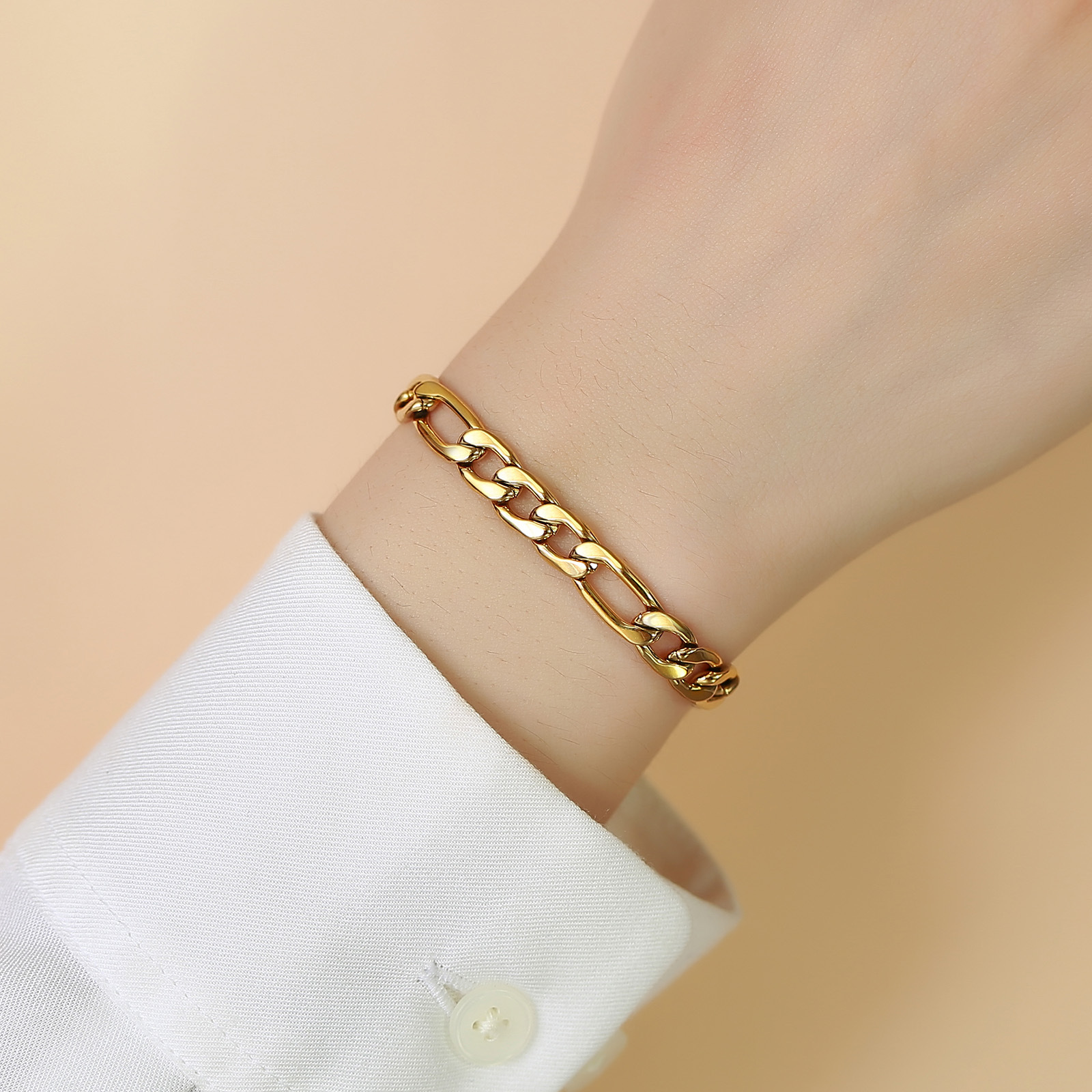 ペアブレスレット 喜平チェーン太めデザインアジャスター付きブレスレット