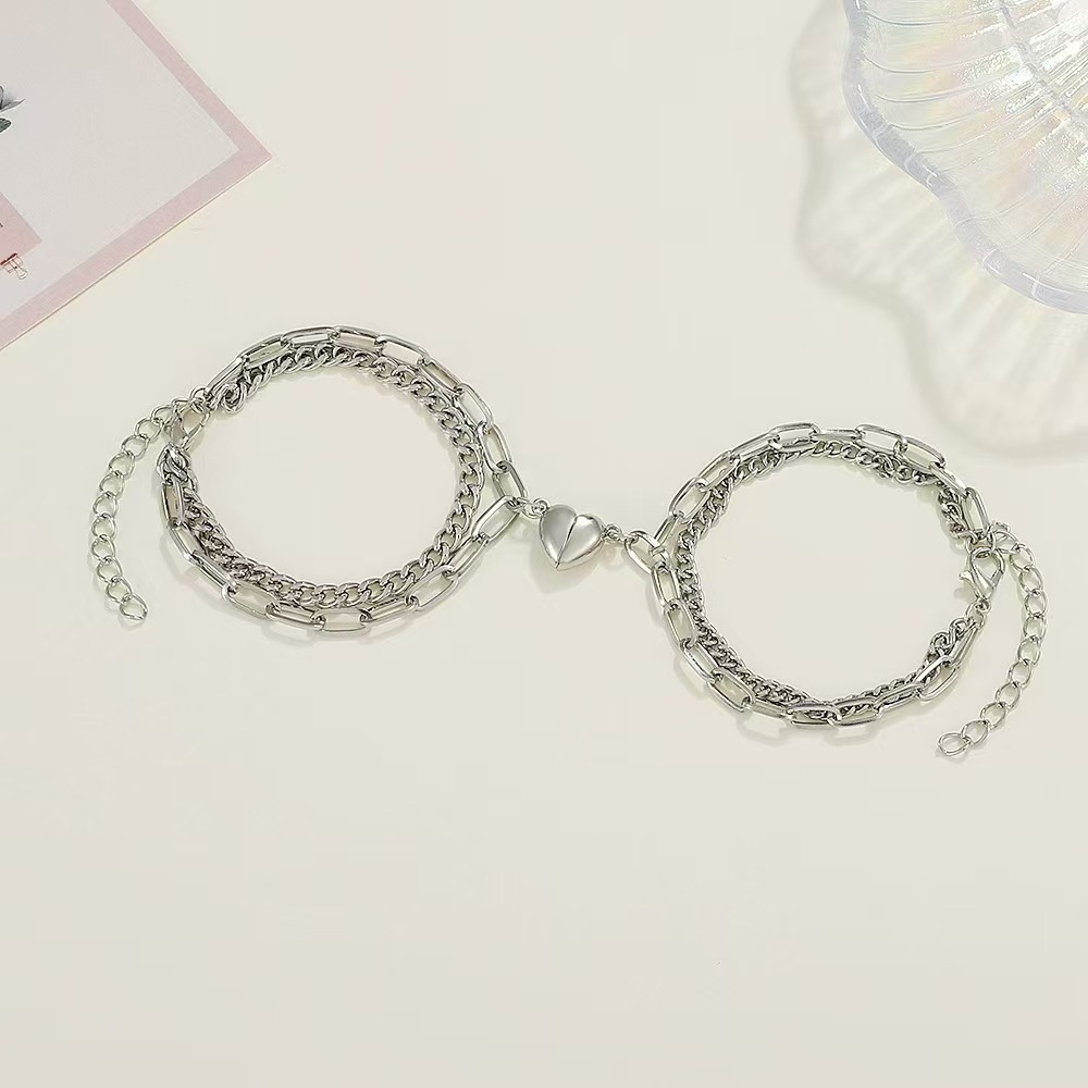 ペアブレスレット 愛をつなぐハート鎖ペアブレスレット
