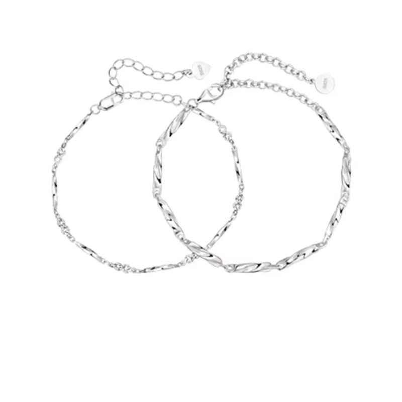 ペアブレスレット 細身ツイストチェーン絆を繋ぐペア腕飾り