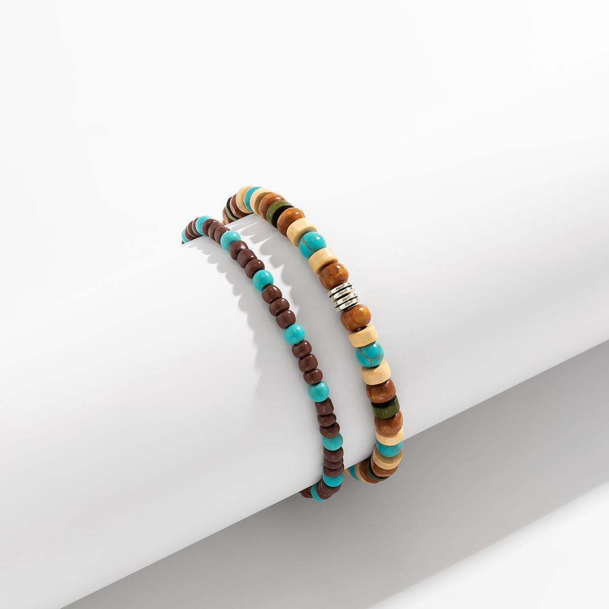 ペアブレスレット 天然石ウッドビーズ誕生日石ペアブレスレット