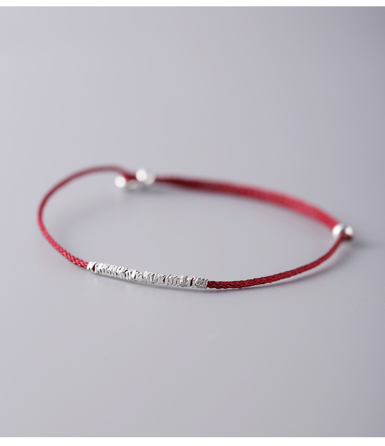 シルバービーズ編み紐ペアブレスレット