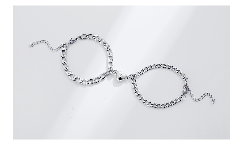 ハート錠前チェーンペアブレスレット