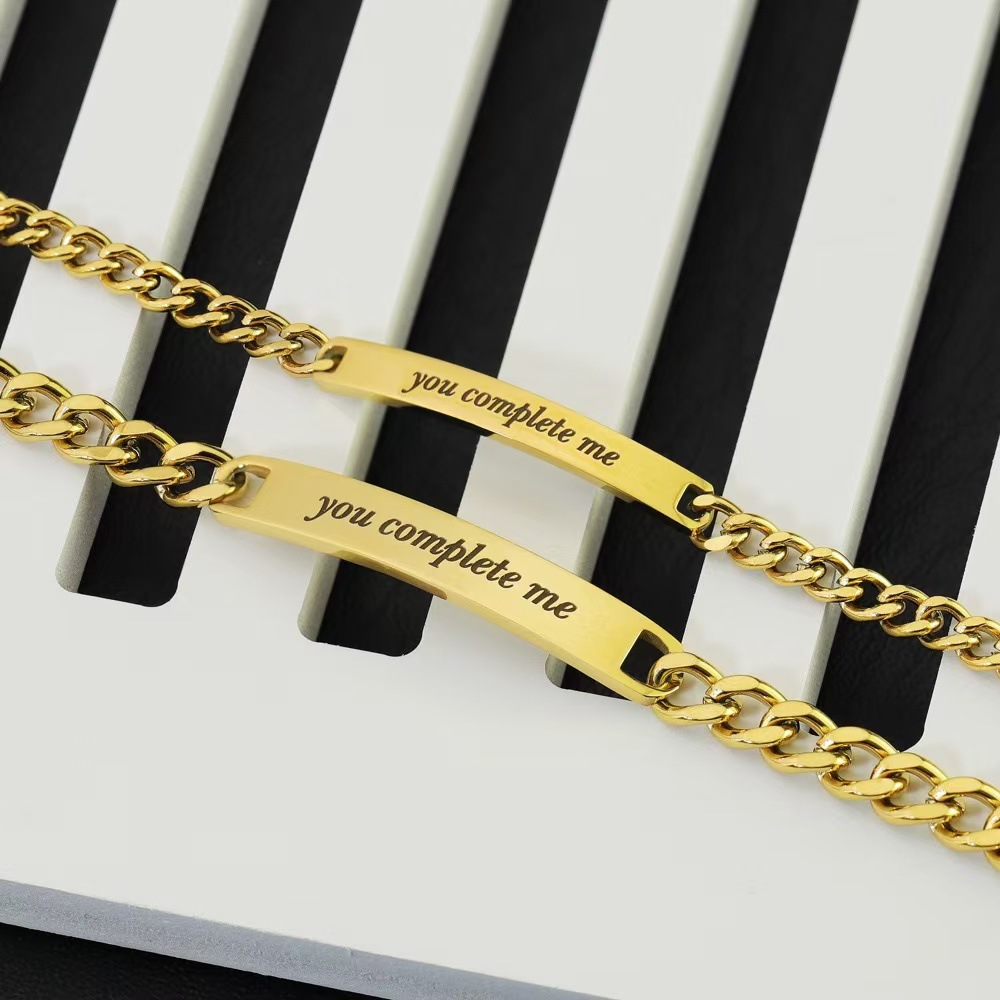 ペアブレスレット 刻印メッセージ入り喜平チェーンブレスレット