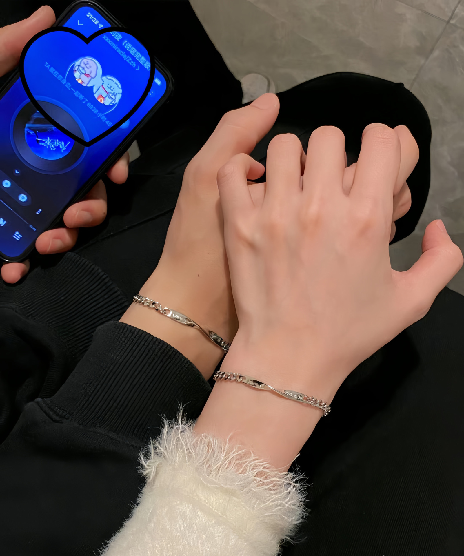 ブレスレットペア 絆結び シンプル鎖ブレスレット