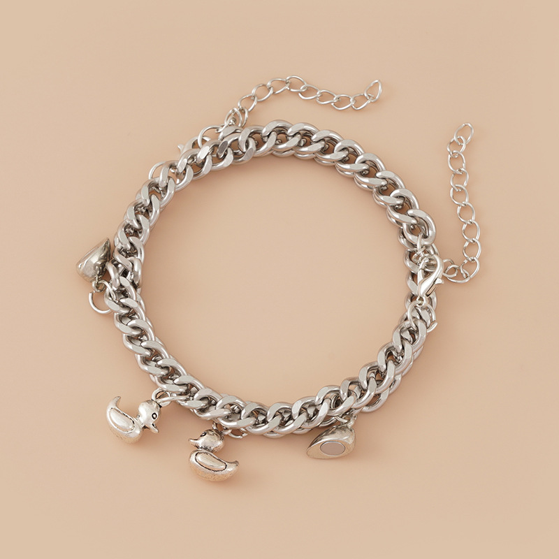 ペアブレスレット 喜平チェーン鍵と鍵穴チャーム付きペアブレスレット