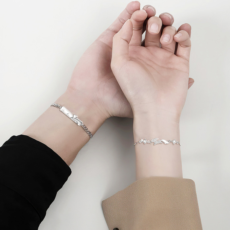 ペアブレスレット 王冠と狐の情愛を繋ぐシルバーブレスレット