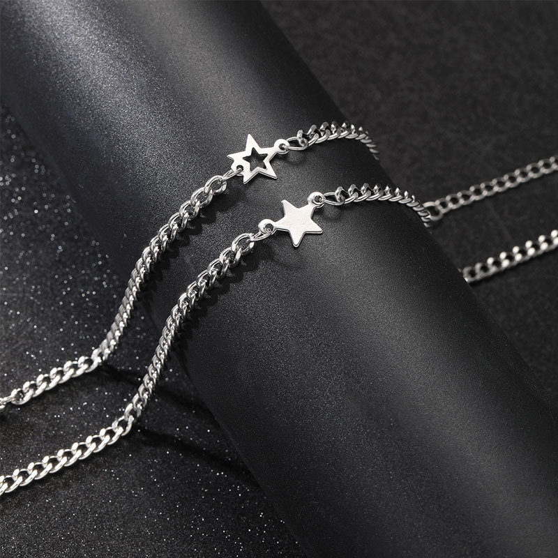 ペアブレスレット 星型モチーフチェーンペアブレスレット