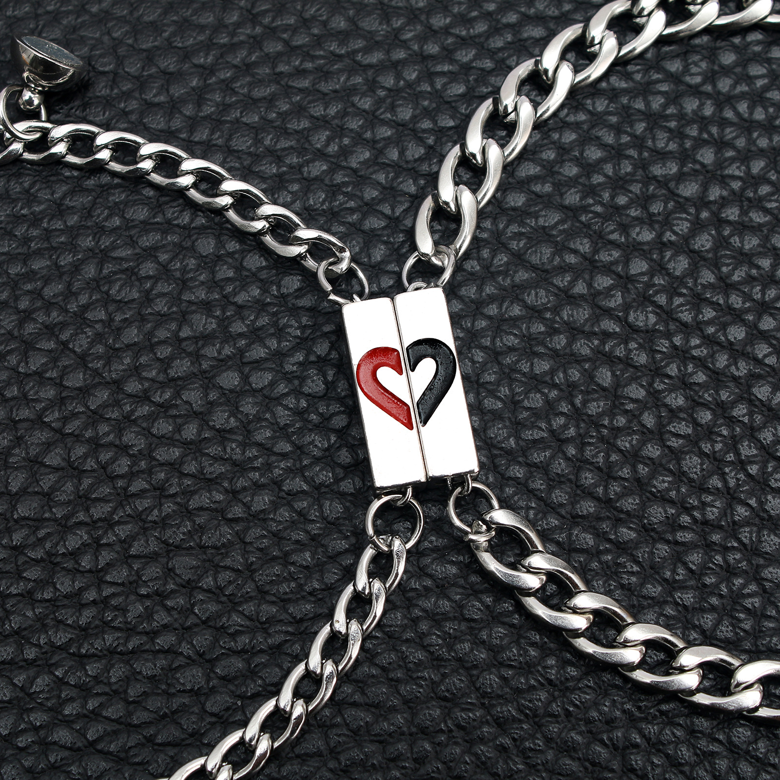 ペアブレスレット ハート分割型喜平チェーンペアブレスレット