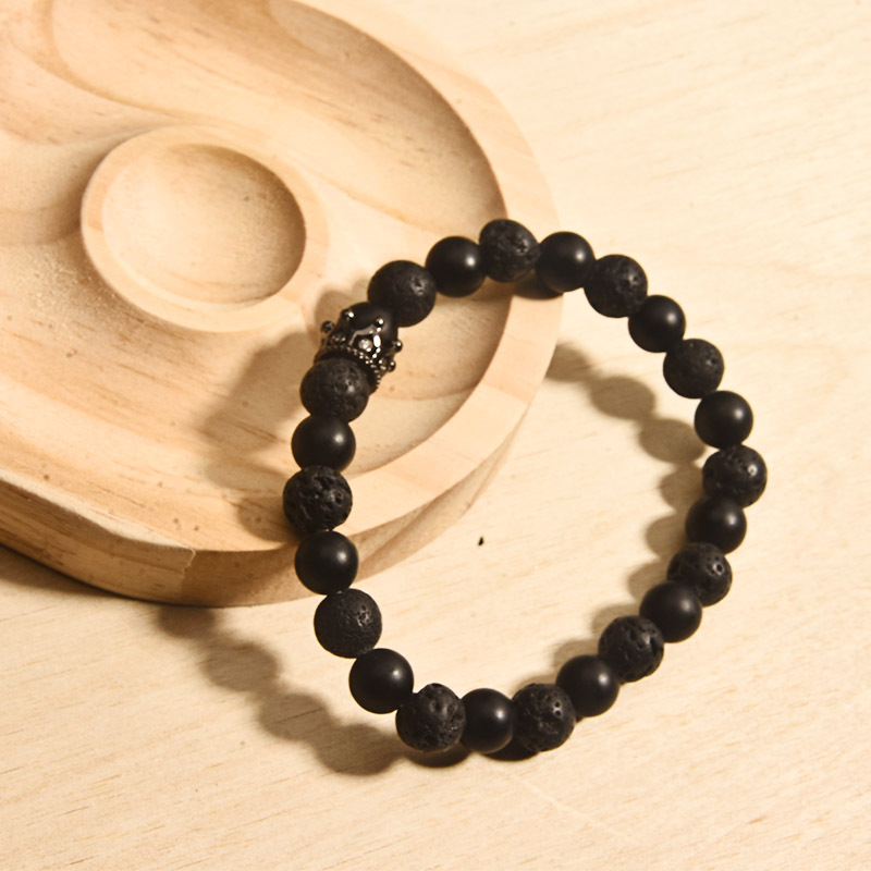 ペアブレスレット 王冠飾り天然石ペアブレスレット誕生日石