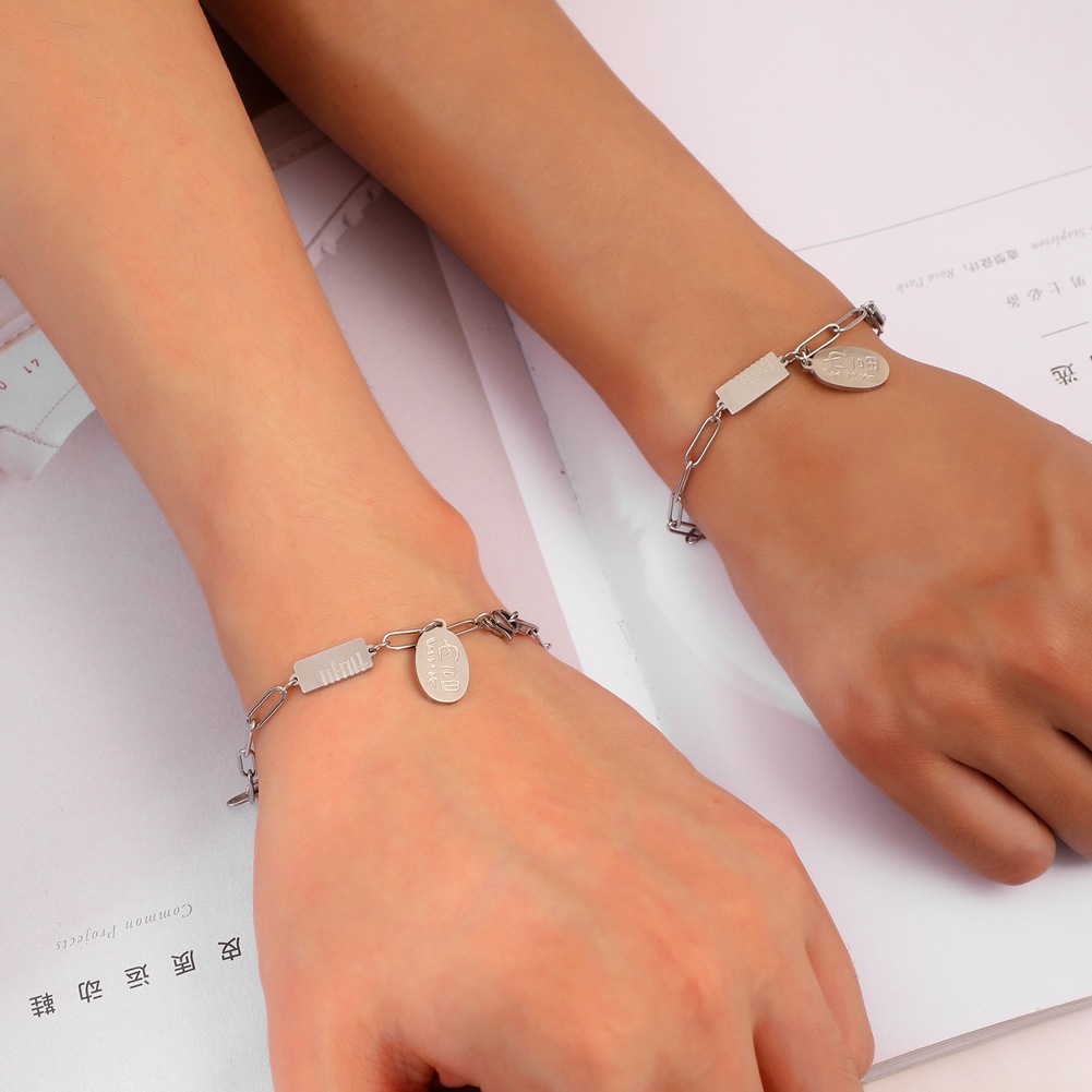 ペアブレスレット 幸福を招く縁結び札付きペアチェーンブレスレット