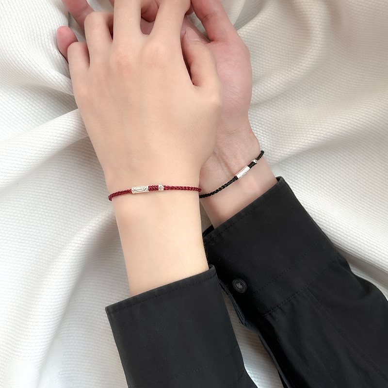 ペアブレスレット 純銀錦鯉情侶手工編組紐ブレスレット