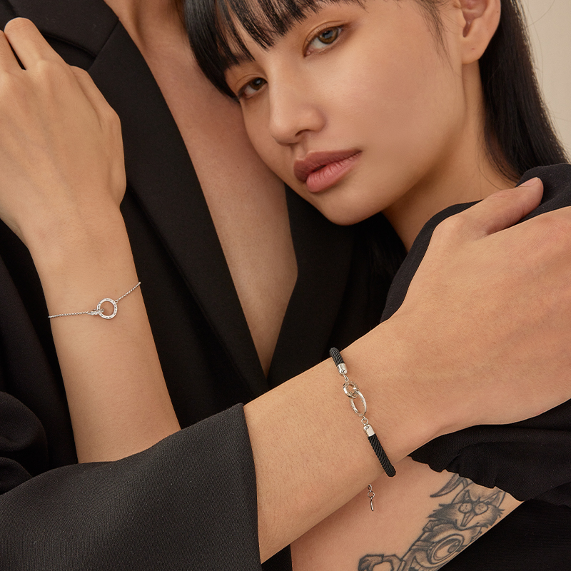 ブレスレットペア 心結び リングチャーム ブレスレット