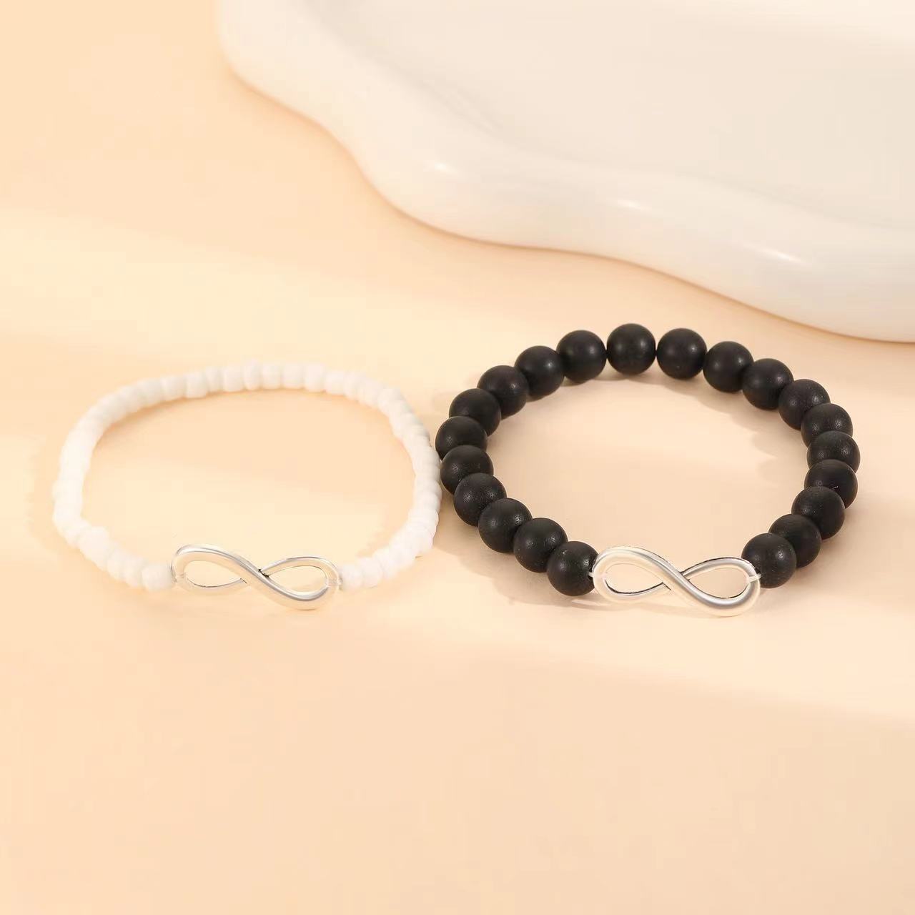 ペアブレスレット 無限の絆を刻む天然石ビーズの永遠記号腕飾り