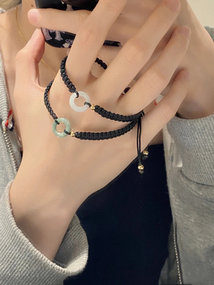 ブレスレットペア 絆結び翡翠ブレスレットペア