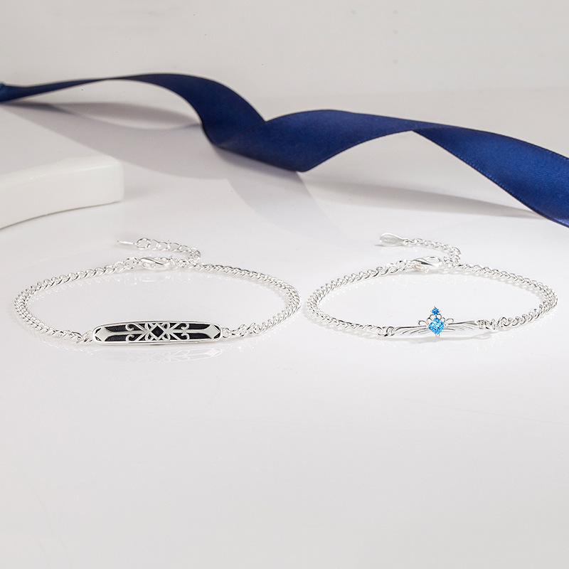 ペアブレスレット 四つ葉のクローバー煌めき石付きペアブレスレット