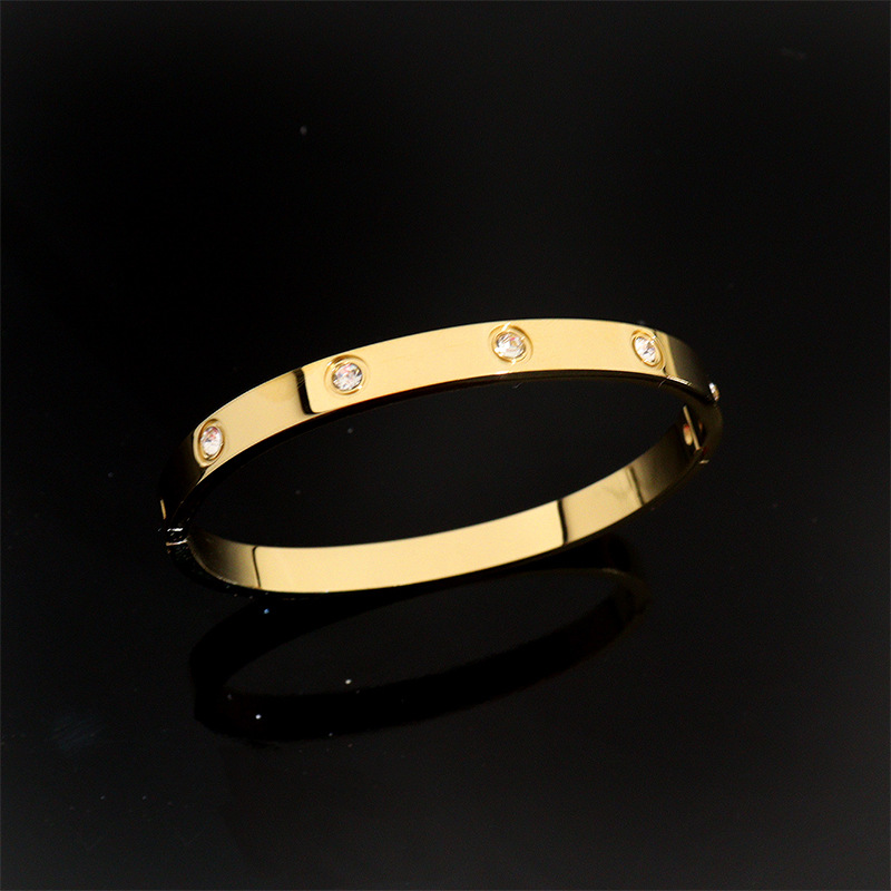 ペアブレスレット ビジュー飾りフラットバングルペアブレスレット