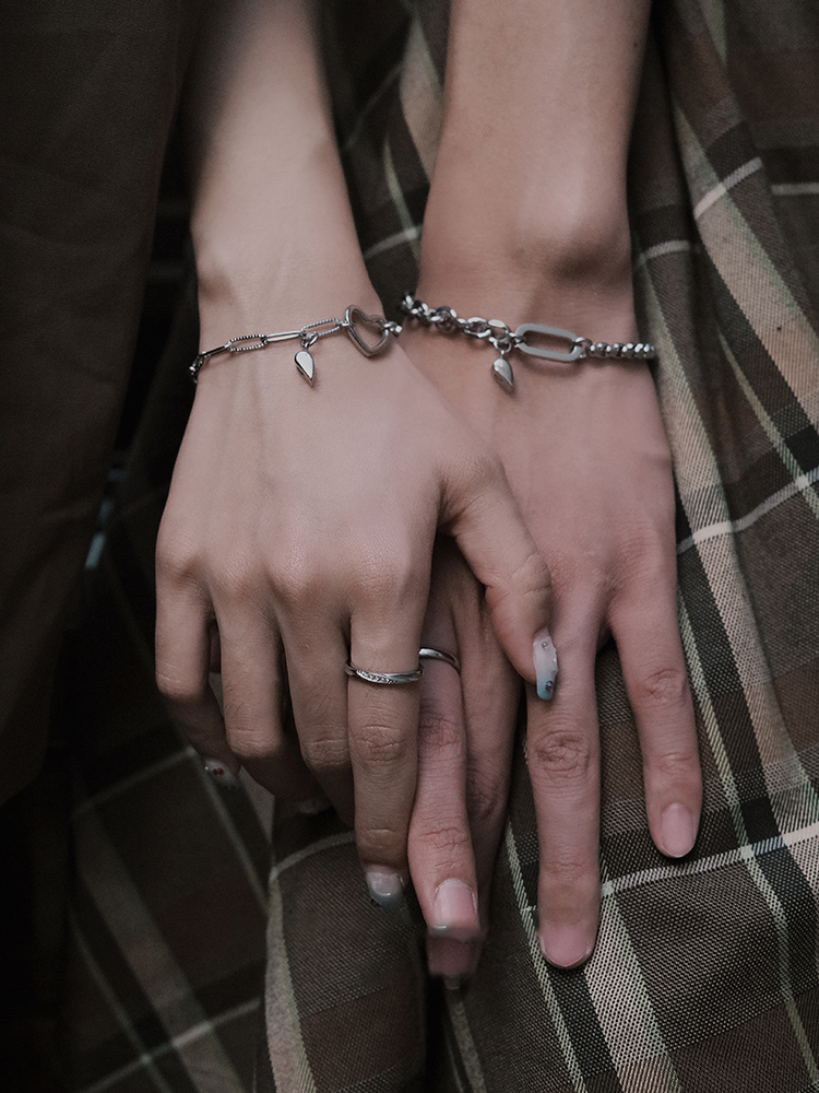 ブレスレットペア 心結び鎖デザインペア