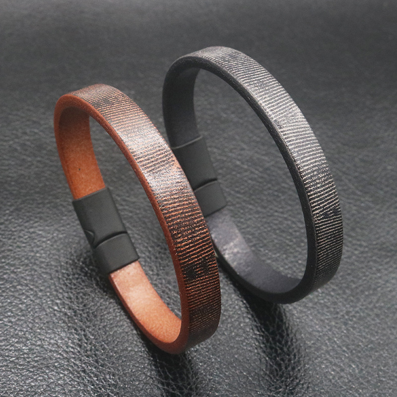 ペアブレスレット 本革細身バングル型ペアブレスレット