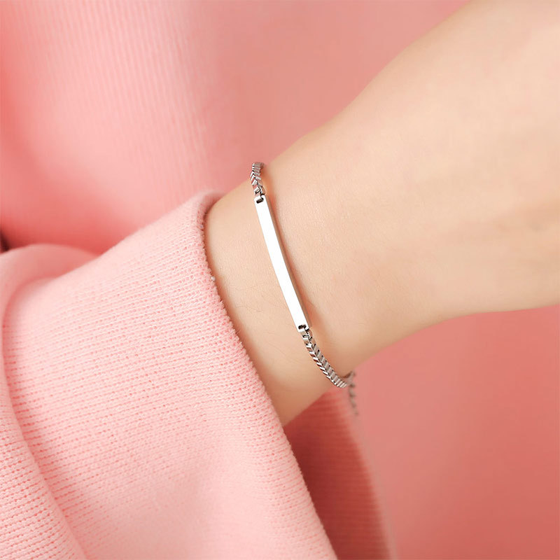 ペアブレスレット 洗練プレートチェーンブレスレット