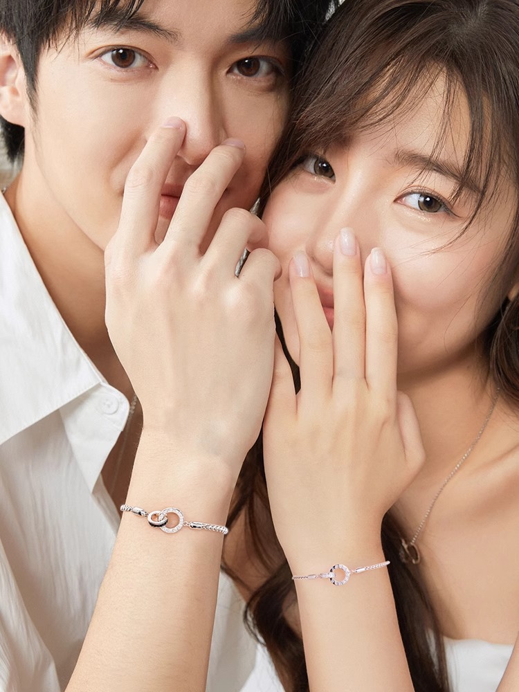 ブレスレットペア 絆結び デュアルチェーンブレスレット