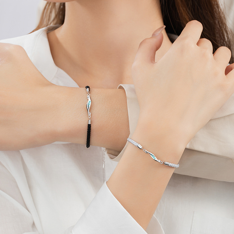 ブレスレットペア 愛の輝き 編み込みペアブレスレット