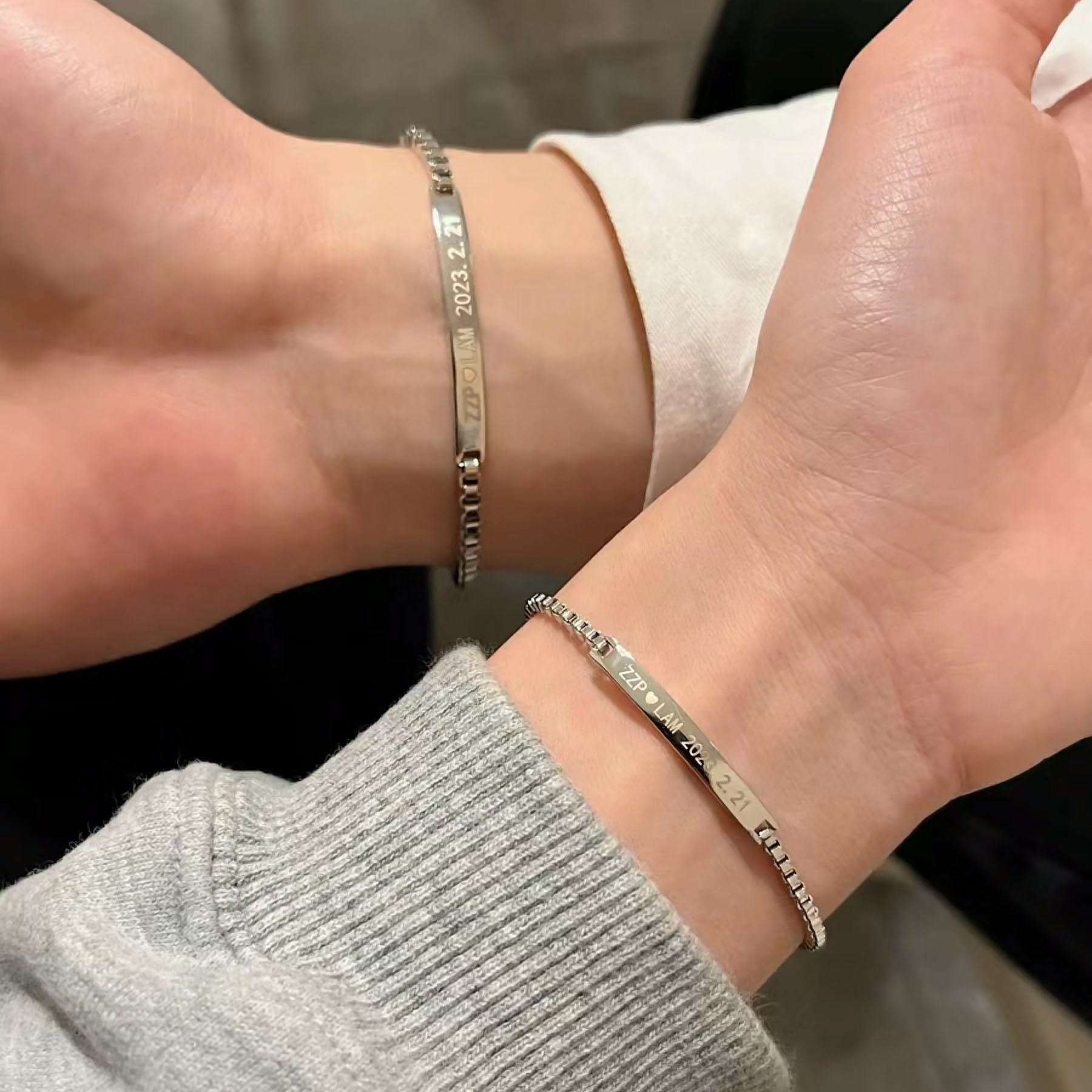 ブレスレットペア 想いを結ぶメッセージバーブレスレット