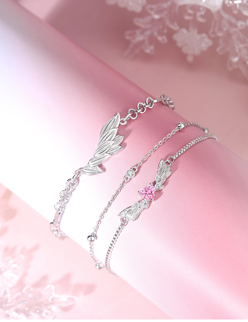 ブレスレットペア 葉模様の華やぎシルバーブレスレット