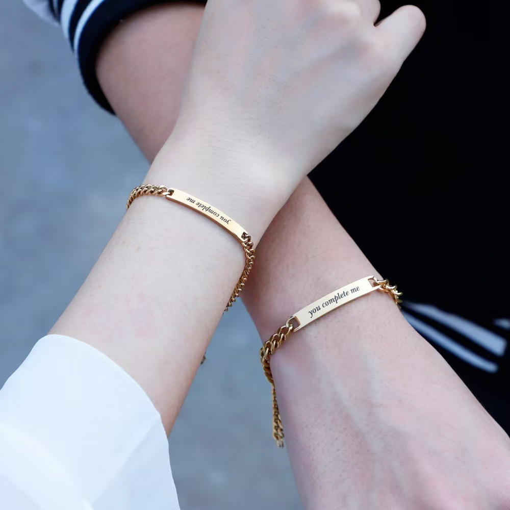 ペアブレスレット 刻印メッセージ入り喜平チェーンブレスレット