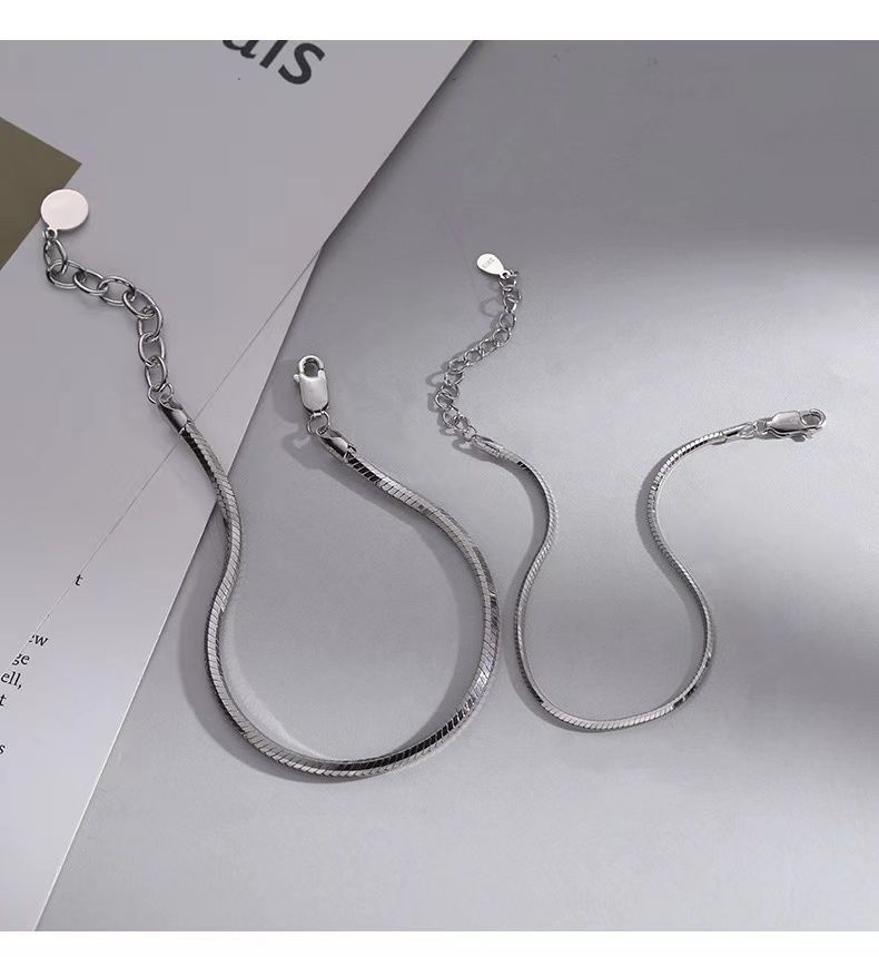 ブレスレットペア 蛇骨シンプルチェーンブレスレット