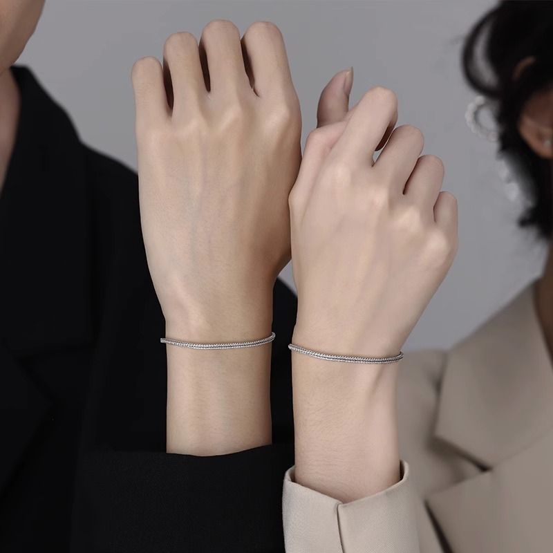 ペアブレスレット シンプル細身チェーンペアブレスレット