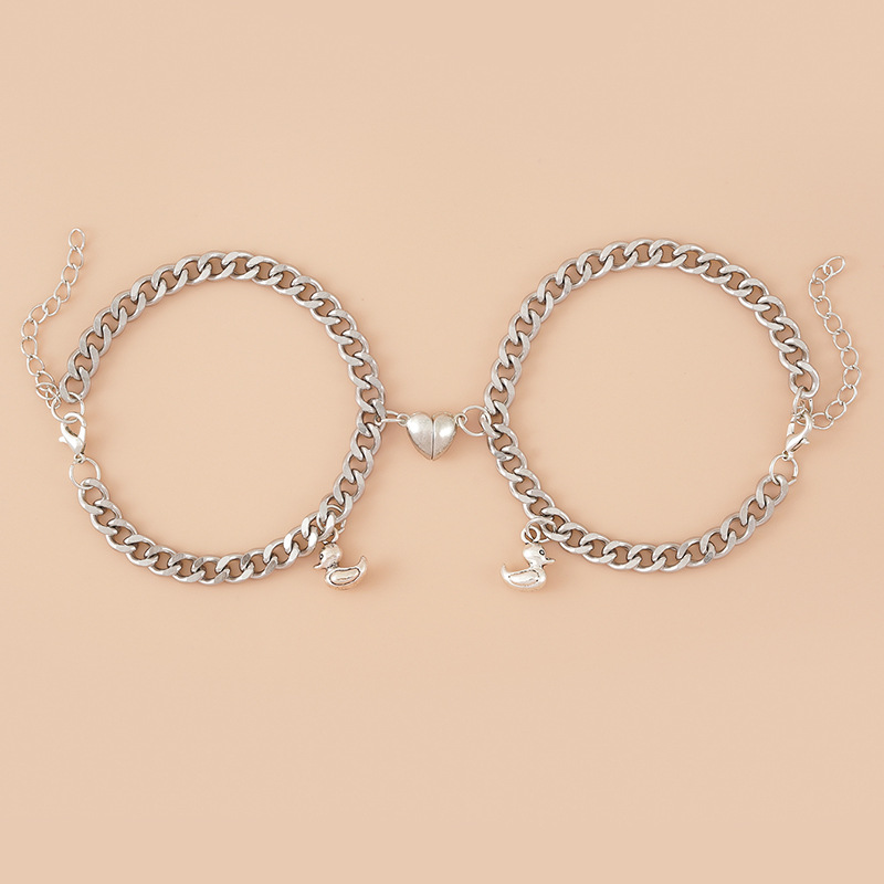 ペアブレスレット 喜平チェーン鍵と鍵穴チャーム付きペアブレスレット