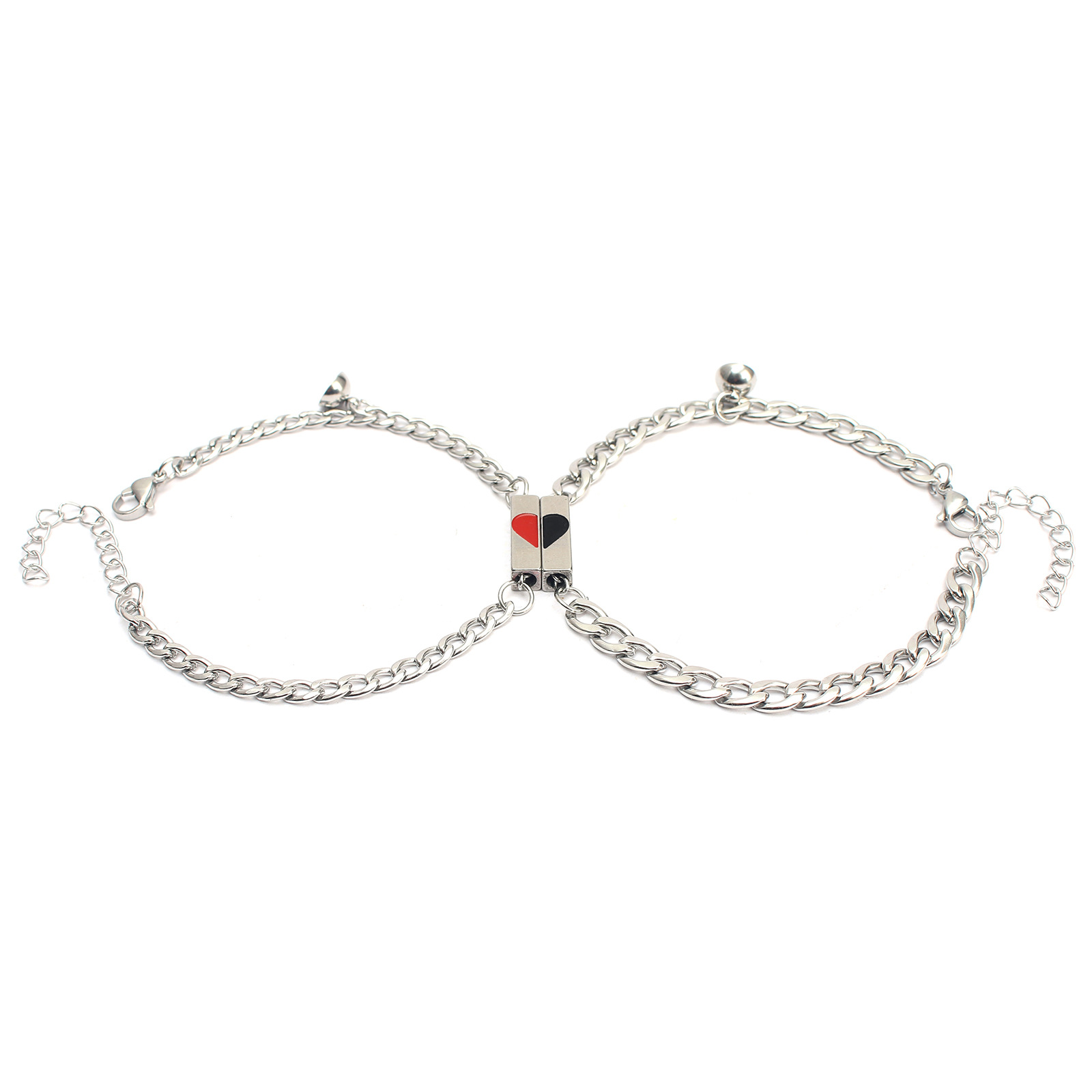 ペアブレスレット ハート分割型喜平チェーンペアブレスレット