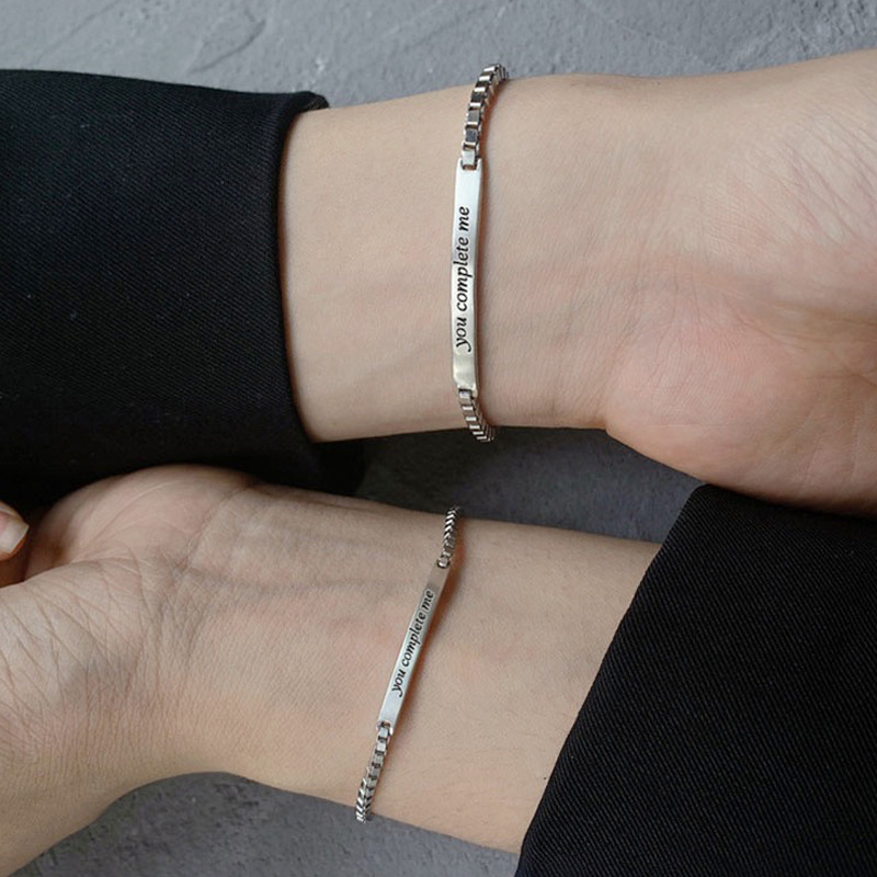 ブレスレットペア 絆を結ぶ刻印バーブレスレット