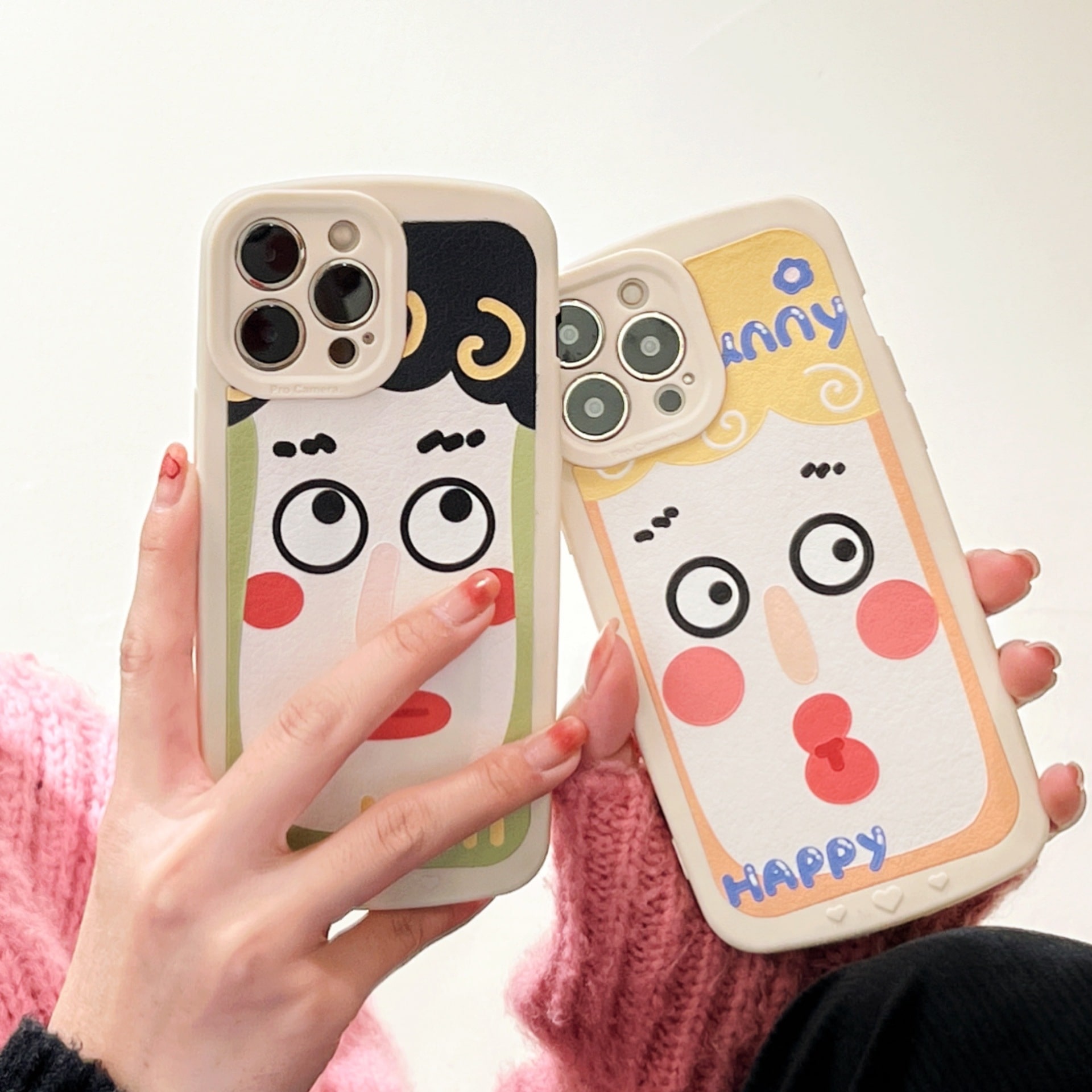 お揃いスマホケース 面白いカップル キャラクターアート スマホケース