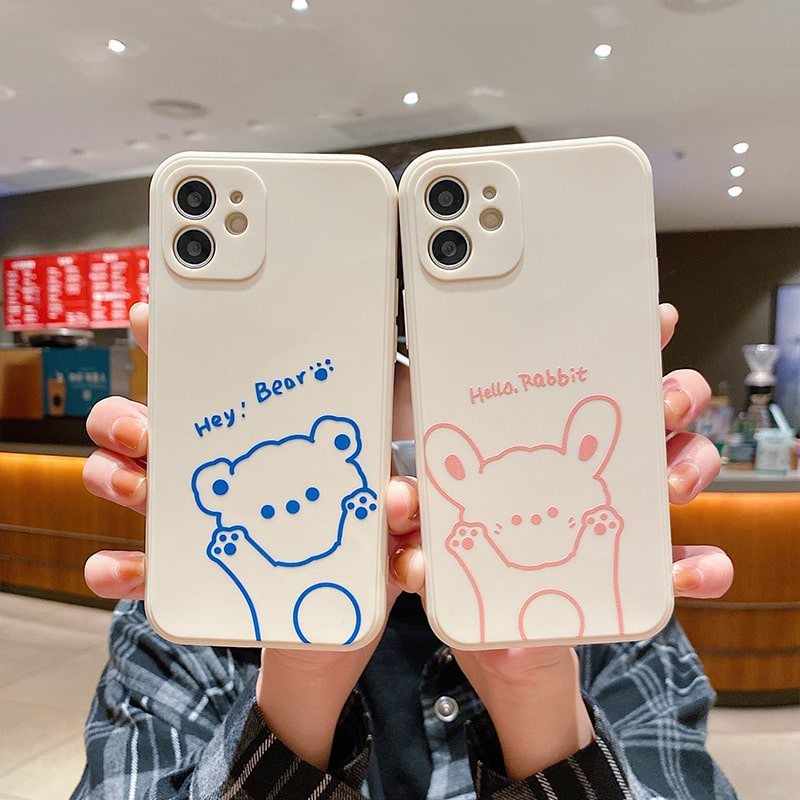 お揃いスマホケース くまちゃんキャラクターアート スマホケース