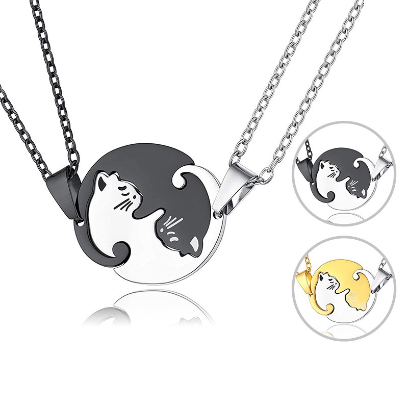 ペアネックレス カップル用 猫のペアペンダント