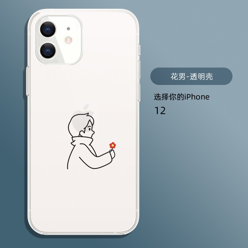 お揃いスマホケース ロマンチックなカップルアート フラワー 透明スマホケース