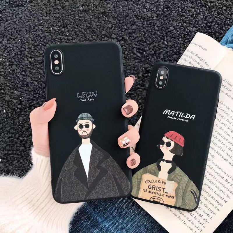 ペアスマホケース Matilda & Leon かわいいスマホケース ハードタイプ ブラック