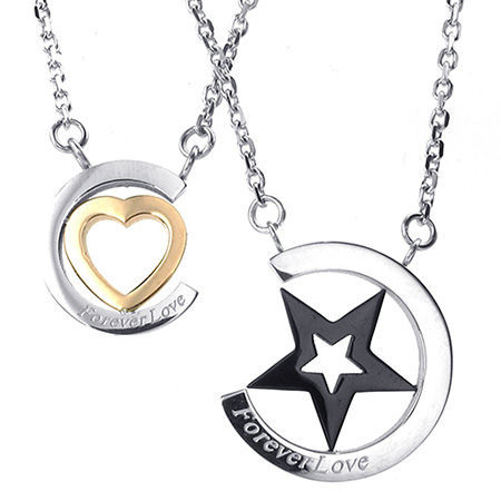 カップルネックレス 星とハート Forever Love