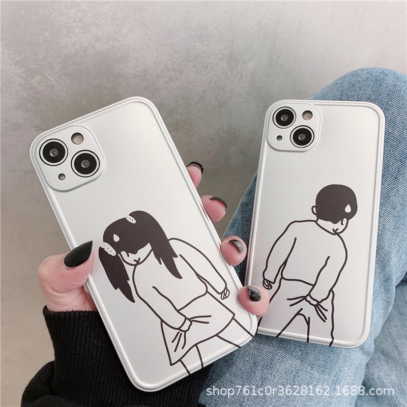お揃いスマホケース 男女カップルのキャラクターアート スマホケース