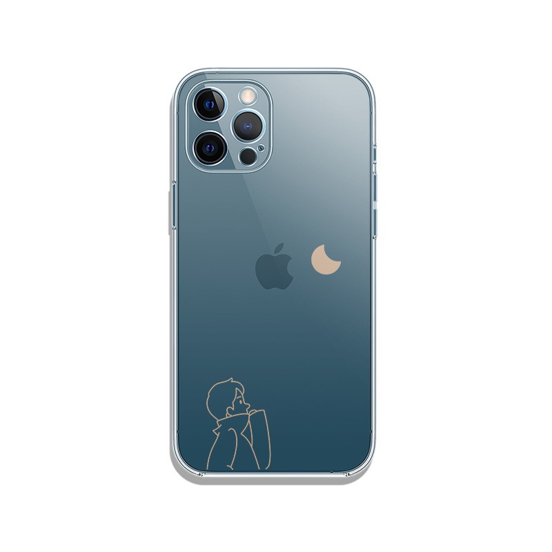 お揃いスマホケース ロマンチックなカップル シンプルアート 透明スマホケース