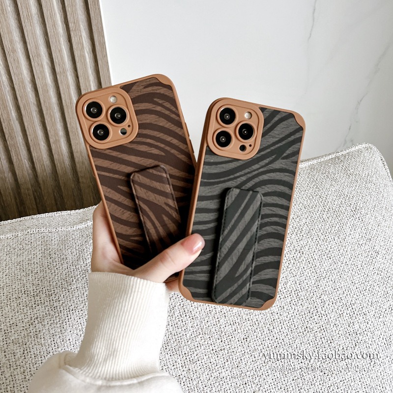 お揃いスマホケース ゼブラ柄 取っ手付き スマホケース