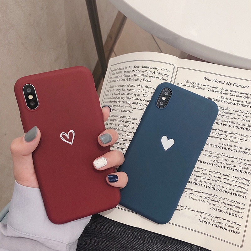 ペアスマホケース ハートプリント ソフトタイプスマホカバー