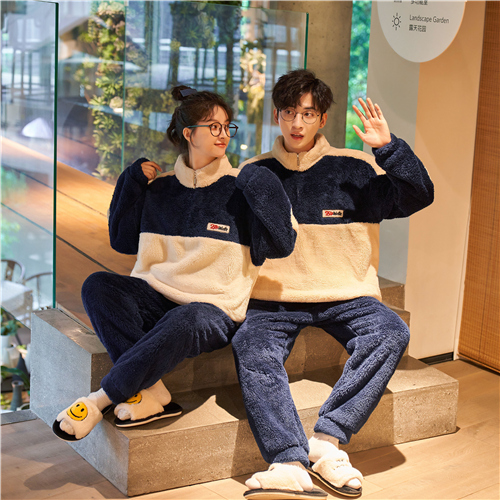 ペアルック/お揃い 冬用もこもこカップルペアパジャマ結婚祝いセット