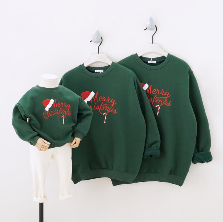 ペアルック 聖夜祭親子お揃い裏起毛パーカー冬物