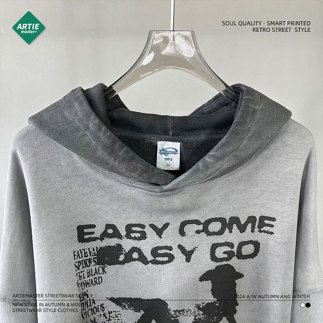 ペアルック 男女兼用 厚手裏起毛パーカー 復古風 秋冬 全2色