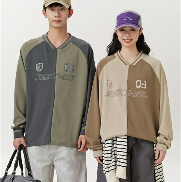 春新作配色切替パーカー男女兼用ペアルック